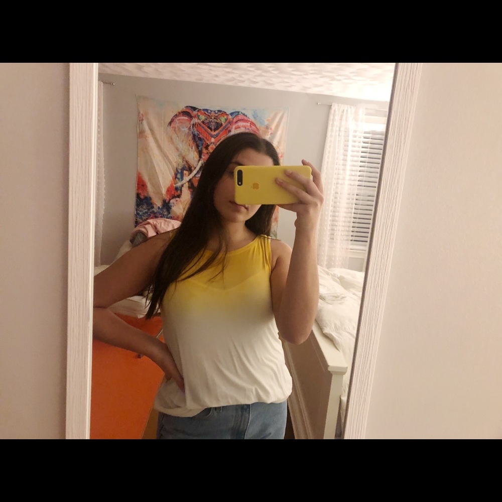 White and yellow tank top